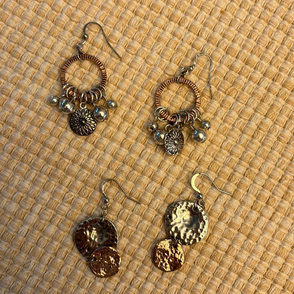 Earrings- gold and silver tones 2 pairs
